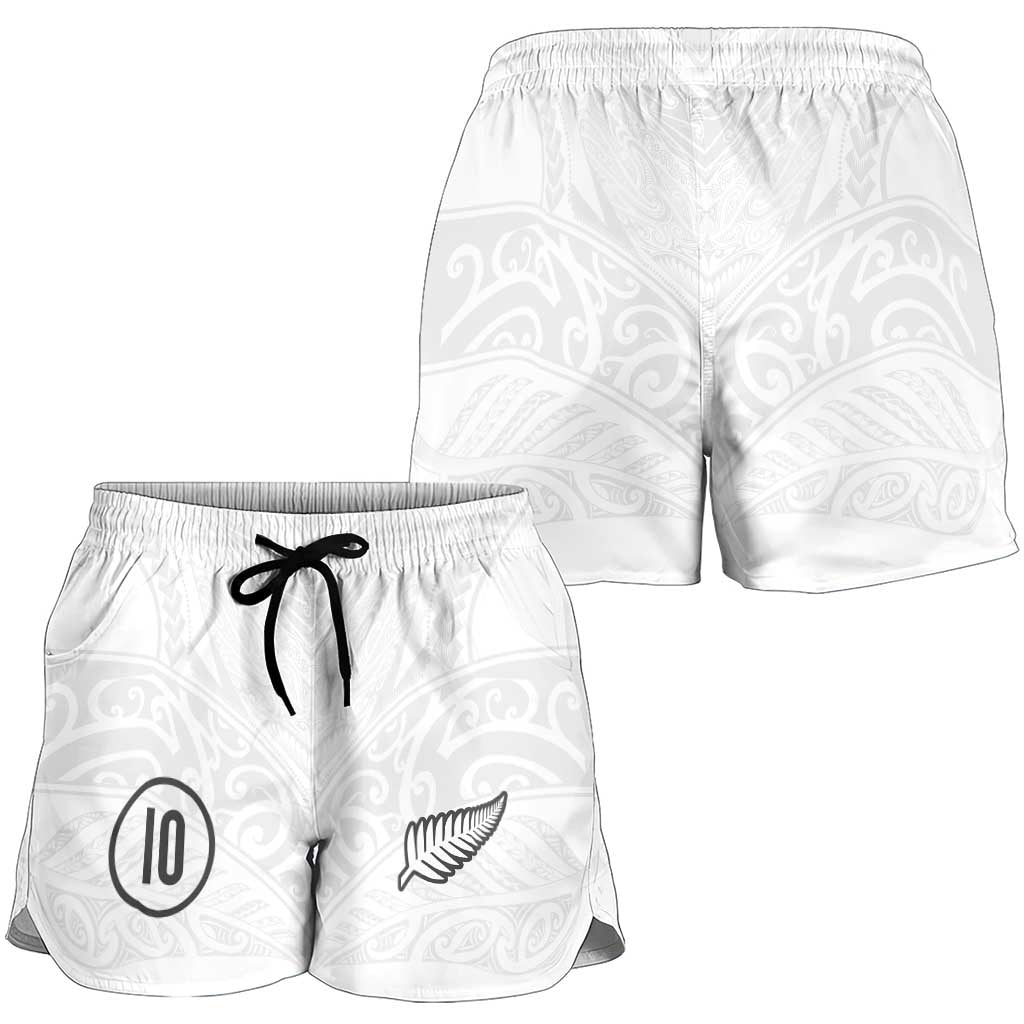 Custom New Zealand Football Shorts for Women The Whites-Sporty T90 Style - Polynesian Pride