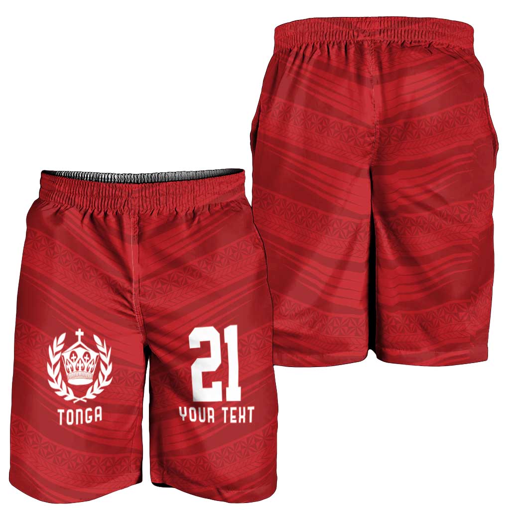 Custom Pacific Rugby Spirit Shorts for Men Tonga Ngatu Pride Red Edition LT9 - Polynesian Pride