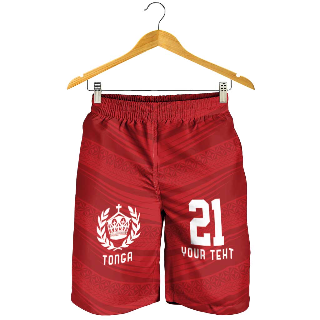 Custom Pacific Rugby Spirit Shorts for Men Tonga Ngatu Pride Red Edition LT9 - Polynesian Pride