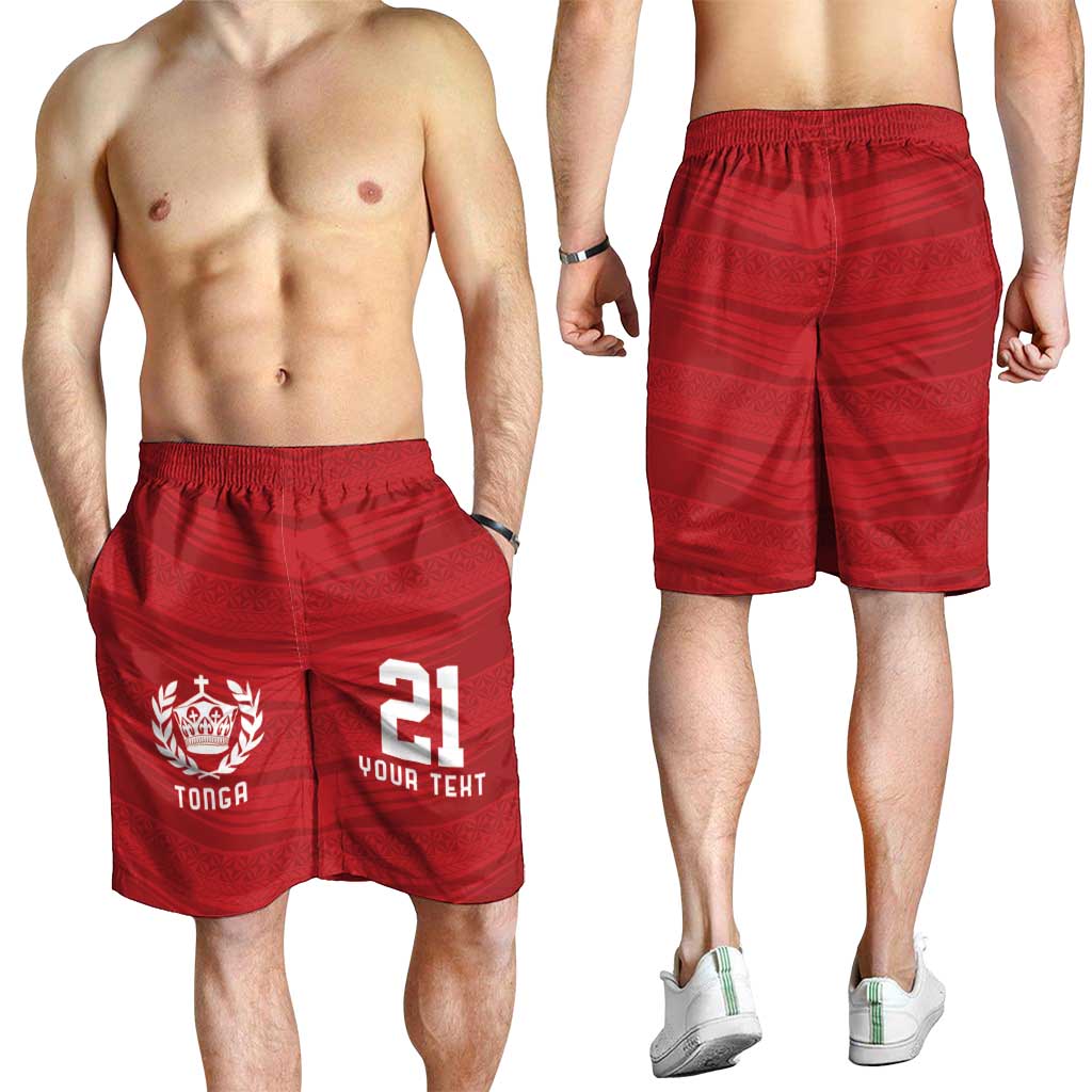 Custom Pacific Rugby Spirit Shorts for Men Tonga Ngatu Pride Red Edition LT9 - Polynesian Pride