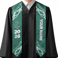 Custom Pahoa High And Intermediate School Graduation Stole Tapa Pattern With Leis LT05 - Polynesian Pride
