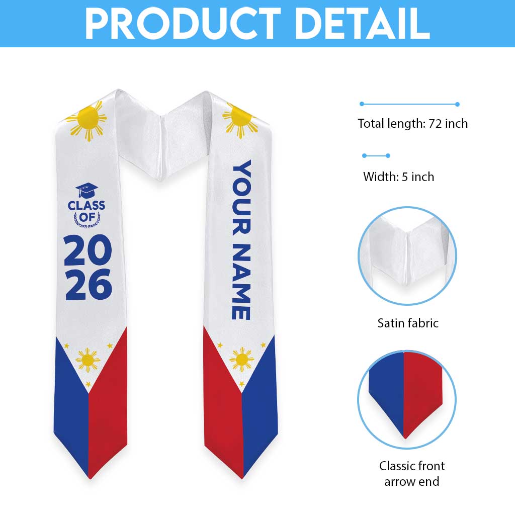 Custom Philippines Graduation Stole Flag Style