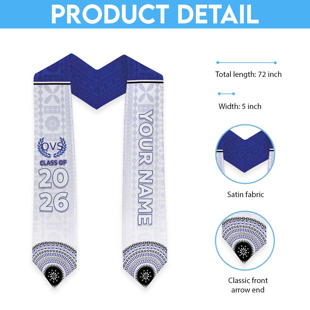Custom Queen Victoria School Graduation Stole With Fijian Tapa Pattern