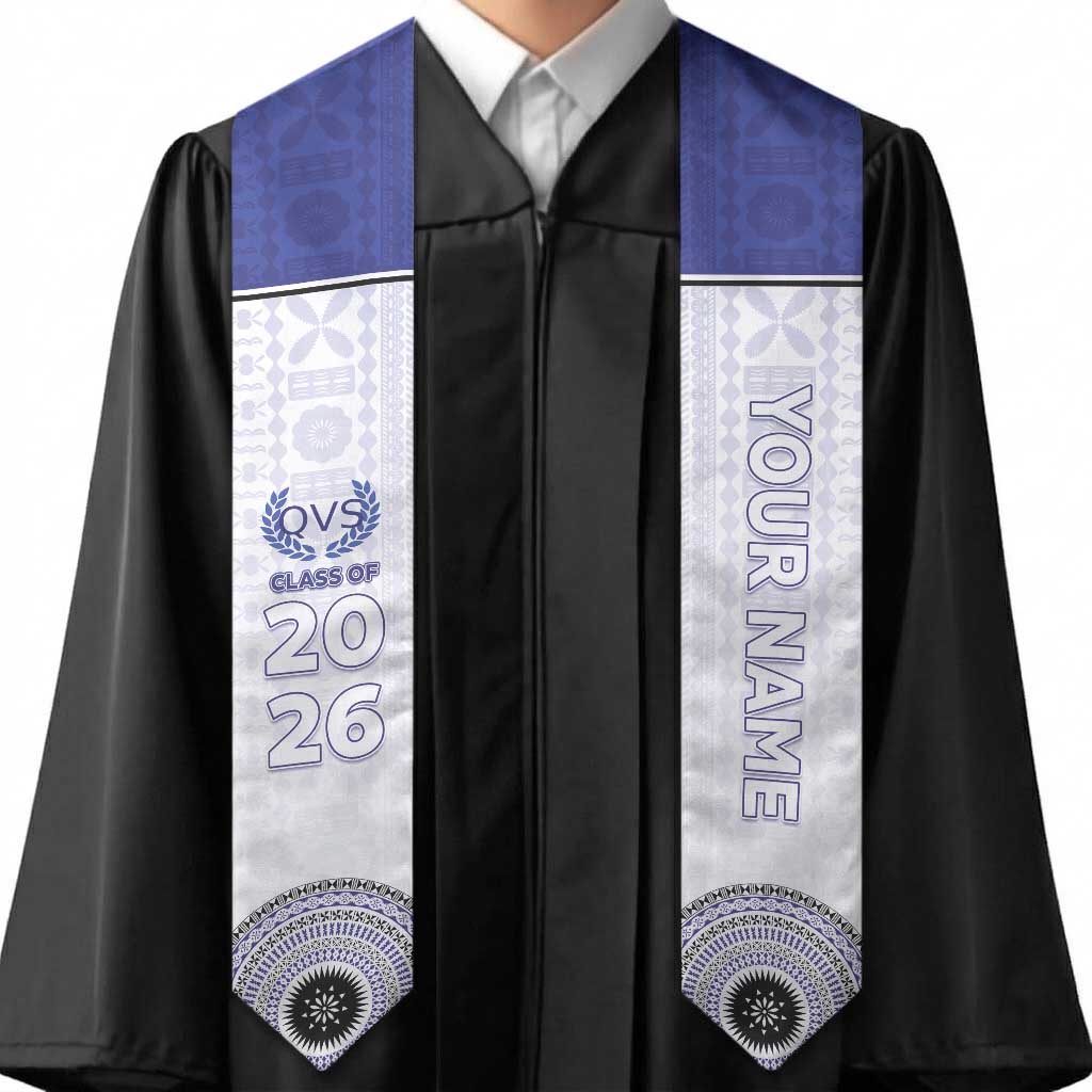Custom Queen Victoria School Graduation Stole With Fijian Tapa Pattern
