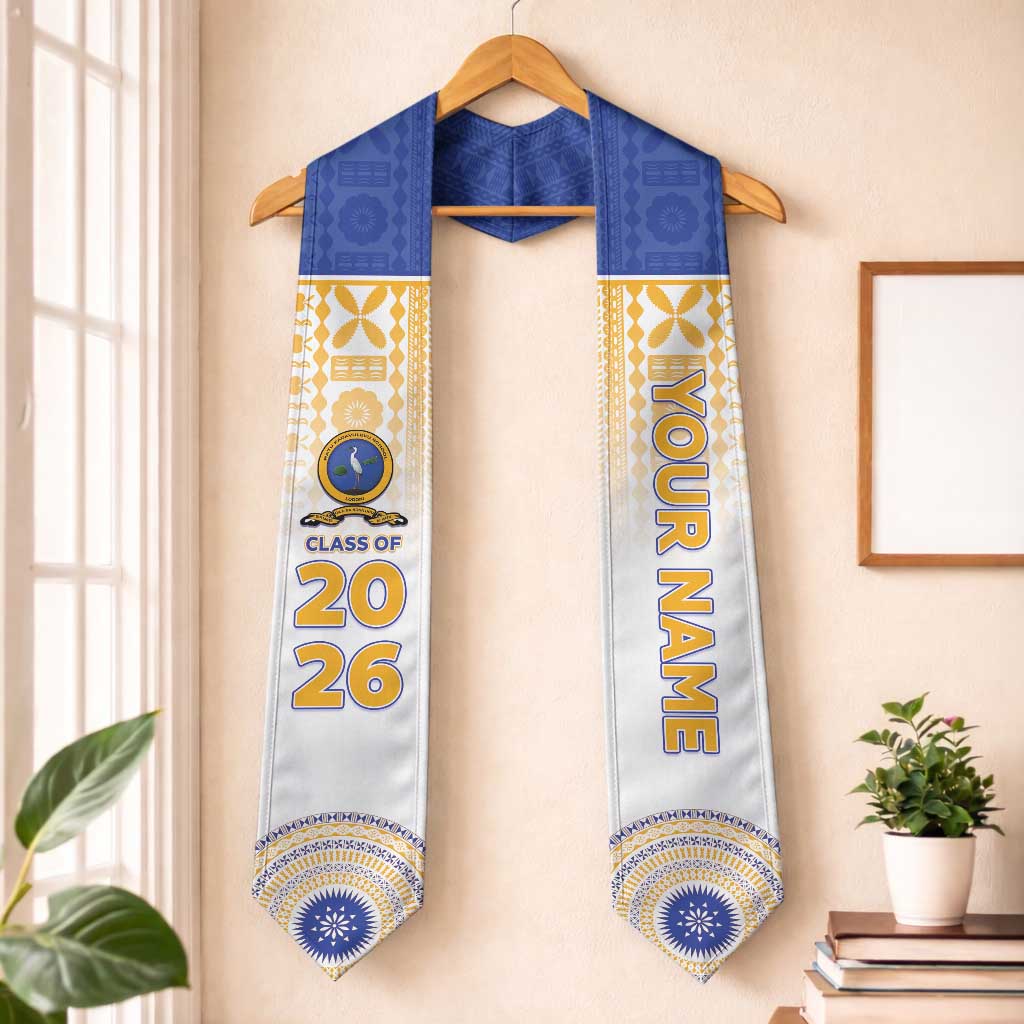 Custom Ratu Kadavulevu School Graduation Stole With Fijian Tapa Pattern LT05 One Size Blue - Polynesian Pride