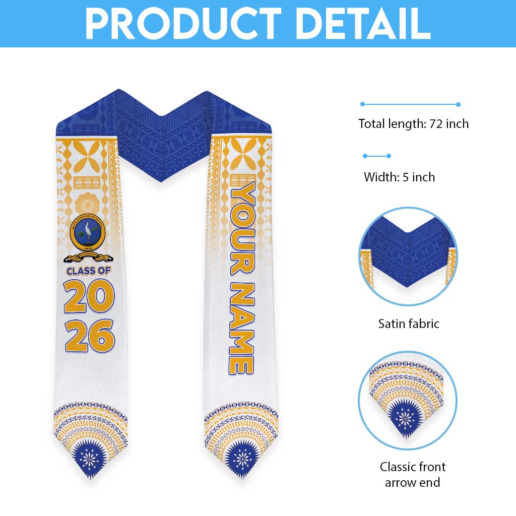 Custom Ratu Kadavulevu School Graduation Stole With Fijian Tapa Pattern LT05 - Polynesian Pride