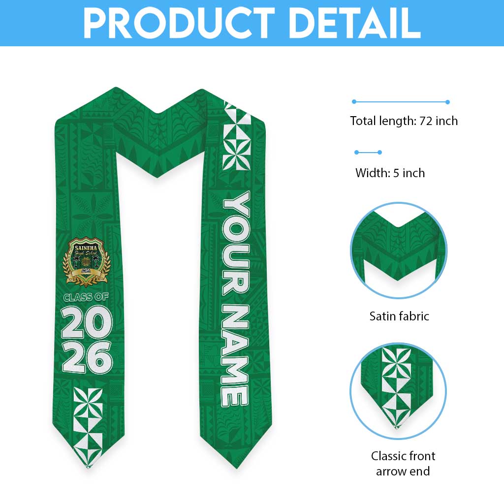 Custom Saineha High School Graduation Stole Tongan Ngatu Pattern LT05 - Polynesian Pride