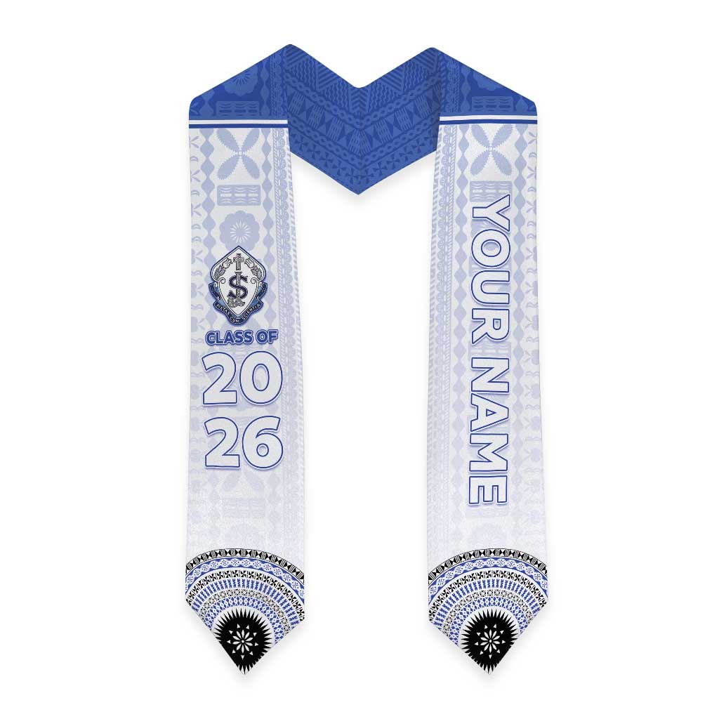Custom St Joseph's Secodary School Graduation Stole With Fijian Tapa Pattern LT05 - Polynesian Pride