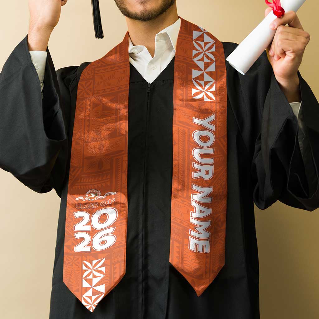 Custom Tailulu College Graduation Stole Tongan Ngatu Pattern LT05 - Polynesian Pride