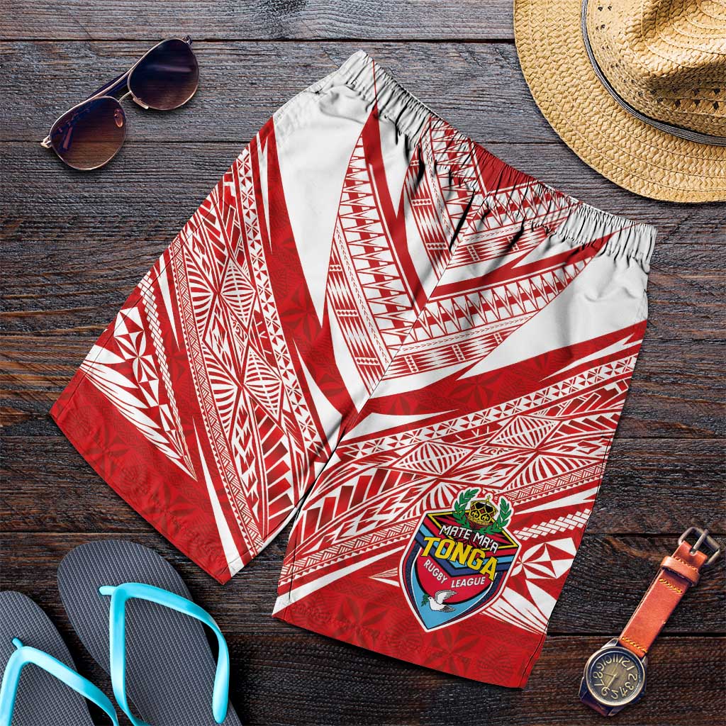 Custom Tonga Rugby Shorts for Men Ngatu Motifs and Pacific Patterns LT03 Red - Polynesian Pride