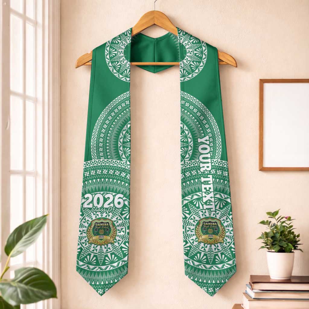Custom Tonga Saineha High School Graduation Stole Class Of Year Tongan Ngatu Pattern LT14 One Size Green - Polynesian Pride
