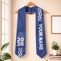 Custom Tupou College Graduation Stole Tongan Ngatu Pattern LT05 One Size Blue - Polynesian Pride