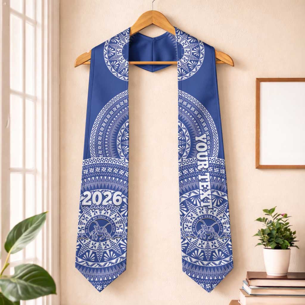 Custom Tupou Tonga College Graduation Stole Class Of Year Tongan Ngatu Pattern LT14 One Size Blue - Polynesian Pride
