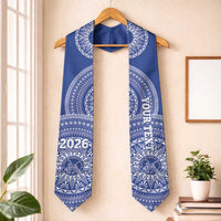 Custom Tupou Tonga College Graduation Stole Class Of Year Tongan Ngatu Pattern LT14 One Size Blue - Polynesian Pride
