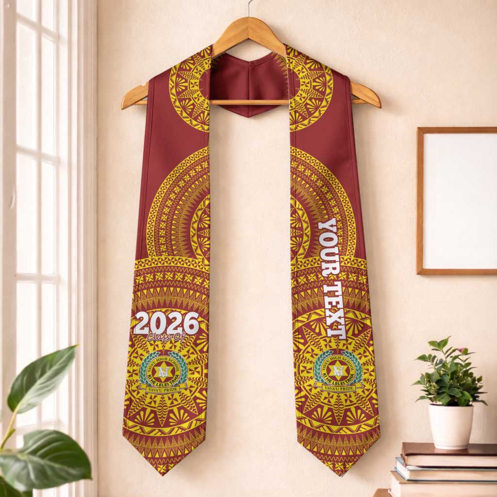 Custom Vavau High School Tonga Graduation Stole Class Of Year Tongan Ngatu Pattern LT14 One Size Red - Polynesian Pride