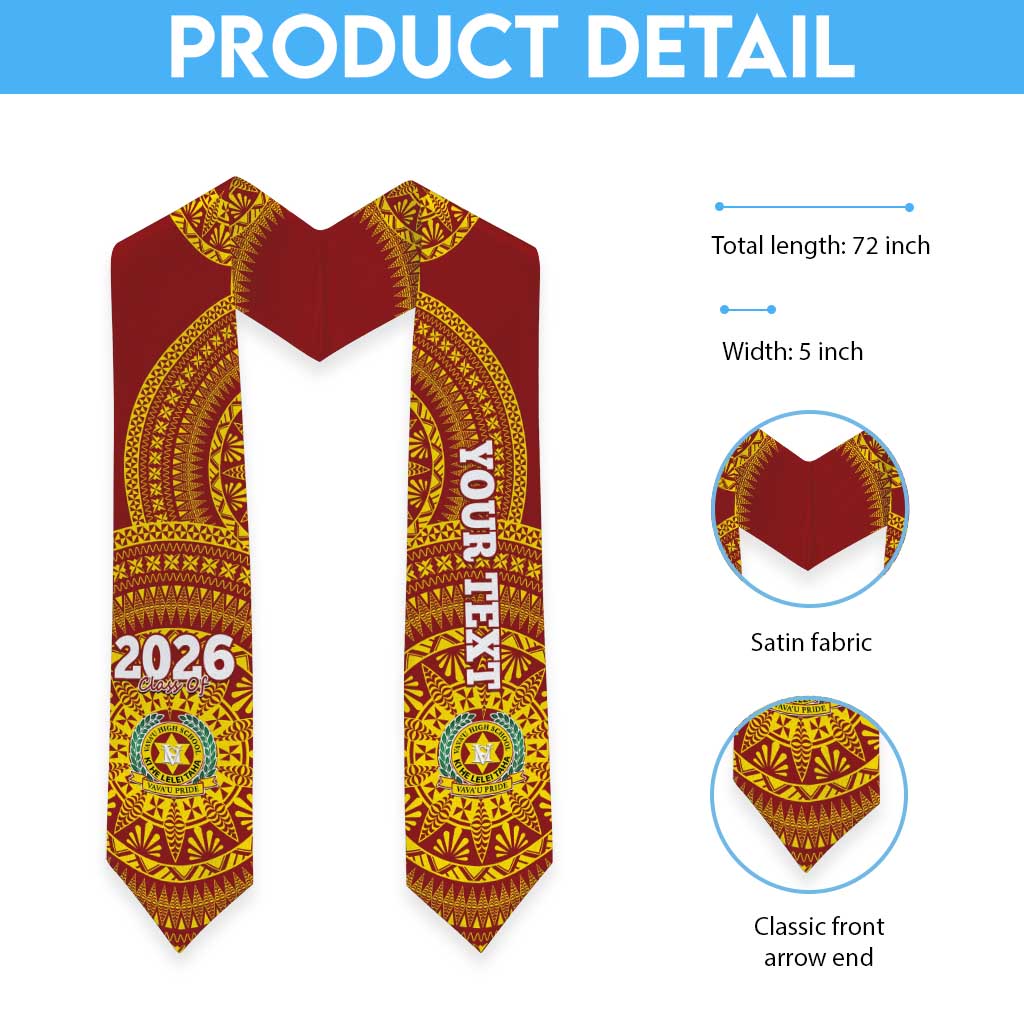 Custom Vavau High School Tonga Graduation Stole Class Of Year Tongan Ngatu Pattern LT14 - Polynesian Pride