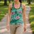 Cyan Hawaii Hibiscus Tropical Flowers Motifs Hollow Tank Top - Polynesian Pride