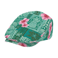 Cyan Hawaii Hibiscus Tropical Flowers Motifs Jeff Hat - Polynesian Pride