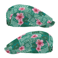 Cyan Hawaii Hibiscus Tropical Flowers Motifs Jeff Hat - Polynesian Pride