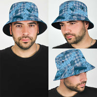 Cyan Palaka Hawaii Cowboy Bucket Hat Puakenikeni Lei Paniolo Papale Seamless Vibes - Polynesian Pride