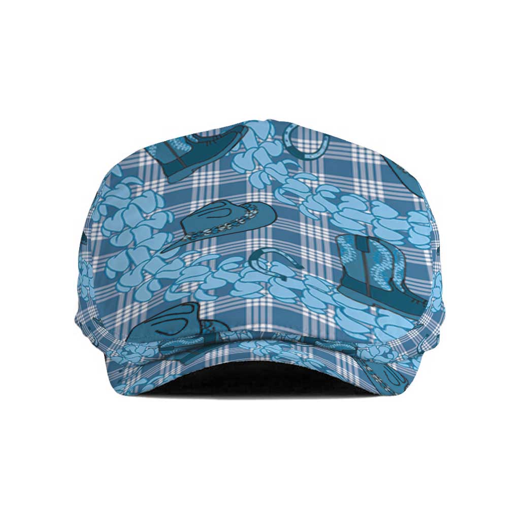 Cyan Palaka Hawaii Cowboy Jeff Hat Puakenikeni Lei Paniolo Papale Seamless Vibes - Polynesian Pride