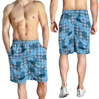 Cyan Palaka Hawaii Cowboy Shorts for Men Puakenikeni Lei Paniolo Papale Seamless Vibes - Polynesian Pride