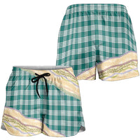 Cyan Palaka Hawaii Leis Elegant Vibes Shorts for Women LT14 - Polynesian Pride