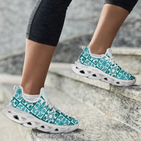 Cyan Palaka Quilt Hawaii Clunky Sneakers Hawaiian Tropical Monstera Sea Turtle LT14 - Polynesian Pride