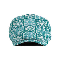 Cyan Palaka Quilt Hawaii Jeff Hat Hawaiian Tropical Monstera Sea Turtle LT14 Cyan - Polynesian Pride