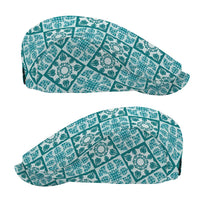 Cyan Palaka Quilt Hawaii Jeff Hat Hawaiian Tropical Monstera Sea Turtle LT14 - Polynesian Pride
