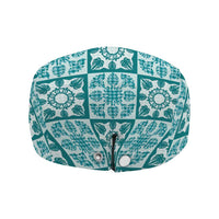Cyan Palaka Quilt Hawaii Jeff Hat Hawaiian Tropical Monstera Sea Turtle LT14 - Polynesian Pride