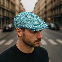 Cyan Palaka Quilt Hawaii Jeff Hat Hawaiian Tropical Monstera Sea Turtle LT14 - Polynesian Pride