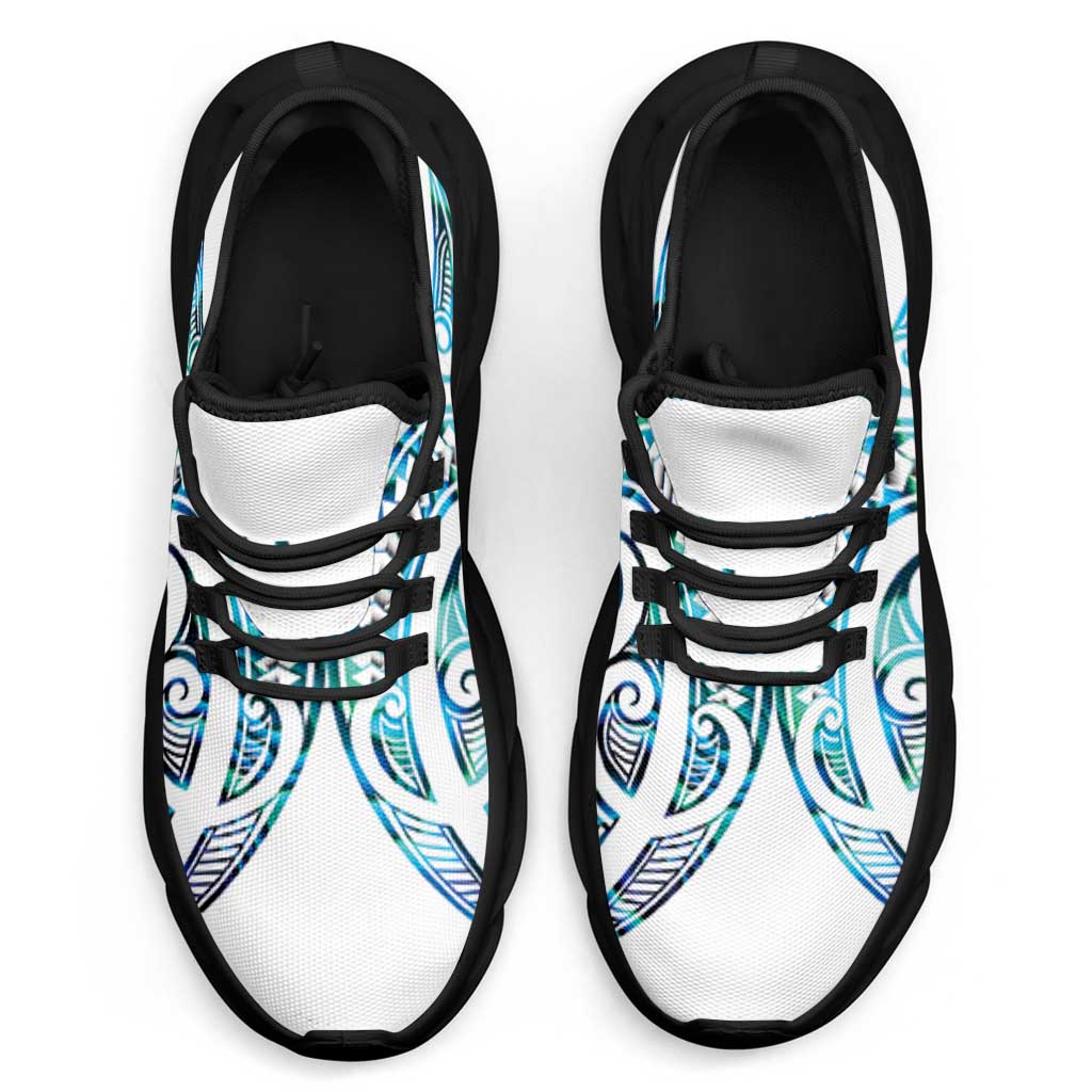 Cyan White New Zealand Puhoro Ta Moko Clunky Sneakers LT14 - Polynesian Pride