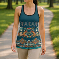 Dark Cyan Blue Batik Papua-inspired Pattern Hollow Tank Top - Polynesian Pride