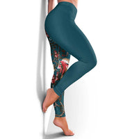 Dark Cyan Blue Bird of Batik Papua Leggings Exotic Natural Wealth of Papua - Polynesian Pride