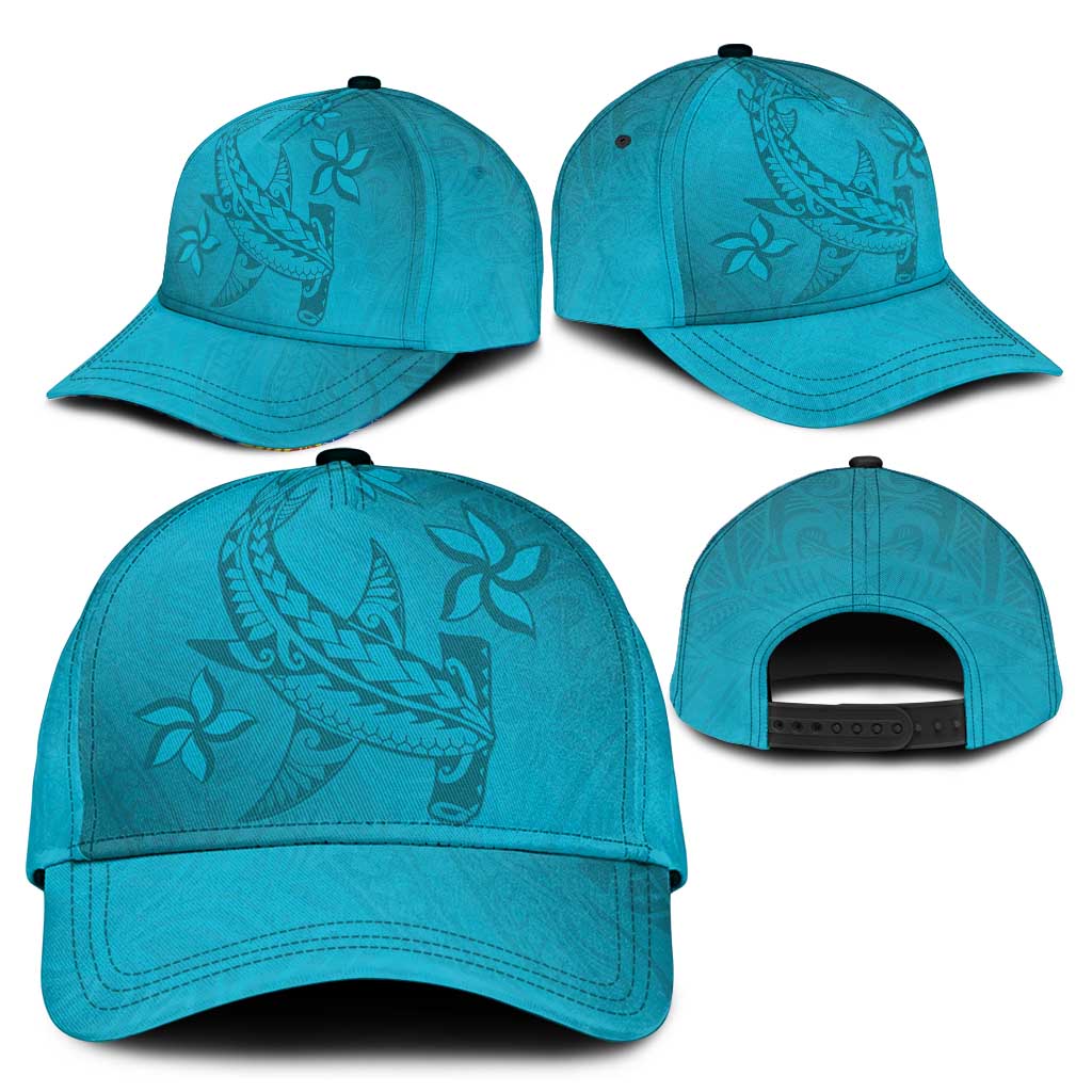 Dark Cyan Gradient Polynesia Classic Cap Hawaiian Tribal Hammerhead Shark Tattoo LT14