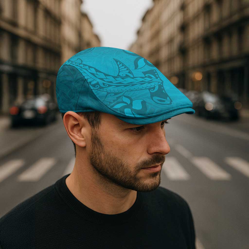 Dark Cyan Gradient Polynesia Jeff Hat Hawaiian Tribal Hammerhead Shark Tattoo - Polynesian Pride