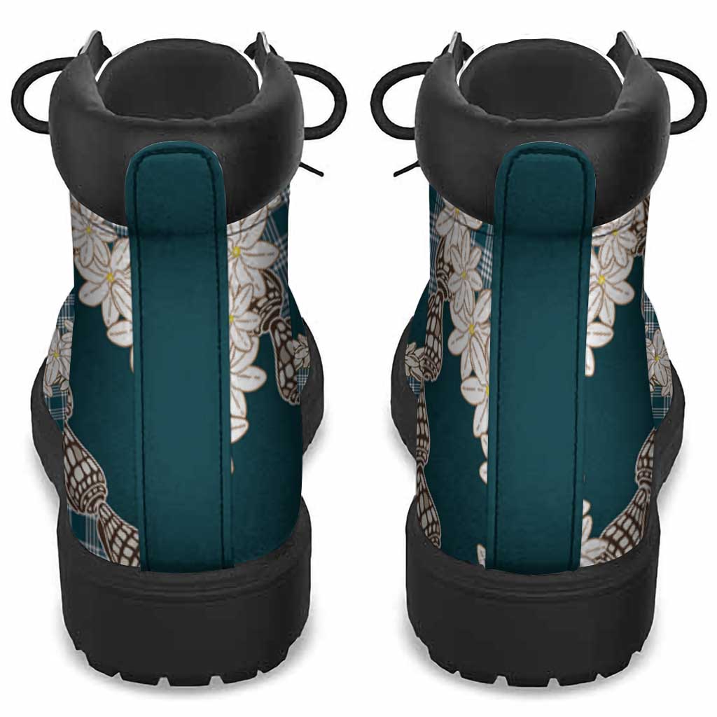 Dark Cyan Hawaii Tiare and Shell Lei All Season Boots Hawaiian Palaka Luxury Vibes - Polynesian Pride