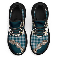 Dark Cyan Hawaii Tiare and Shell Lei Clunky Sneakers Hawaiian Palaka Luxury Vibes - Polynesian Pride