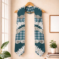Dark Cyan Hawaii Tiare and Shell Lei Graduation Stole Hawaiian Palaka Luxury Vibes LT14 One Size Dark Cyan - Polynesian Pride