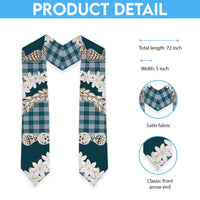 Dark Cyan Hawaii Tiare and Shell Lei Graduation Stole Hawaiian Palaka Luxury Vibes LT14 - Polynesian Pride