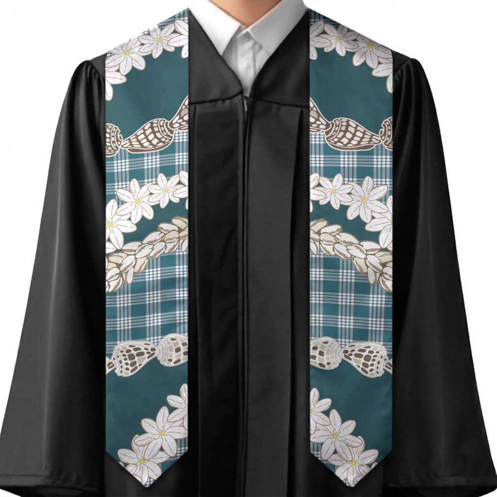 Dark Cyan Hawaii Tiare and Shell Lei Graduation Stole Hawaiian Palaka Luxury Vibes LT14 - Polynesian Pride