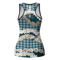 Dark Cyan Hawaii Tiare and Shell Lei Hollow Tank Top Hawaiian Palaka Luxury Vibes LT14 - Polynesian Pride