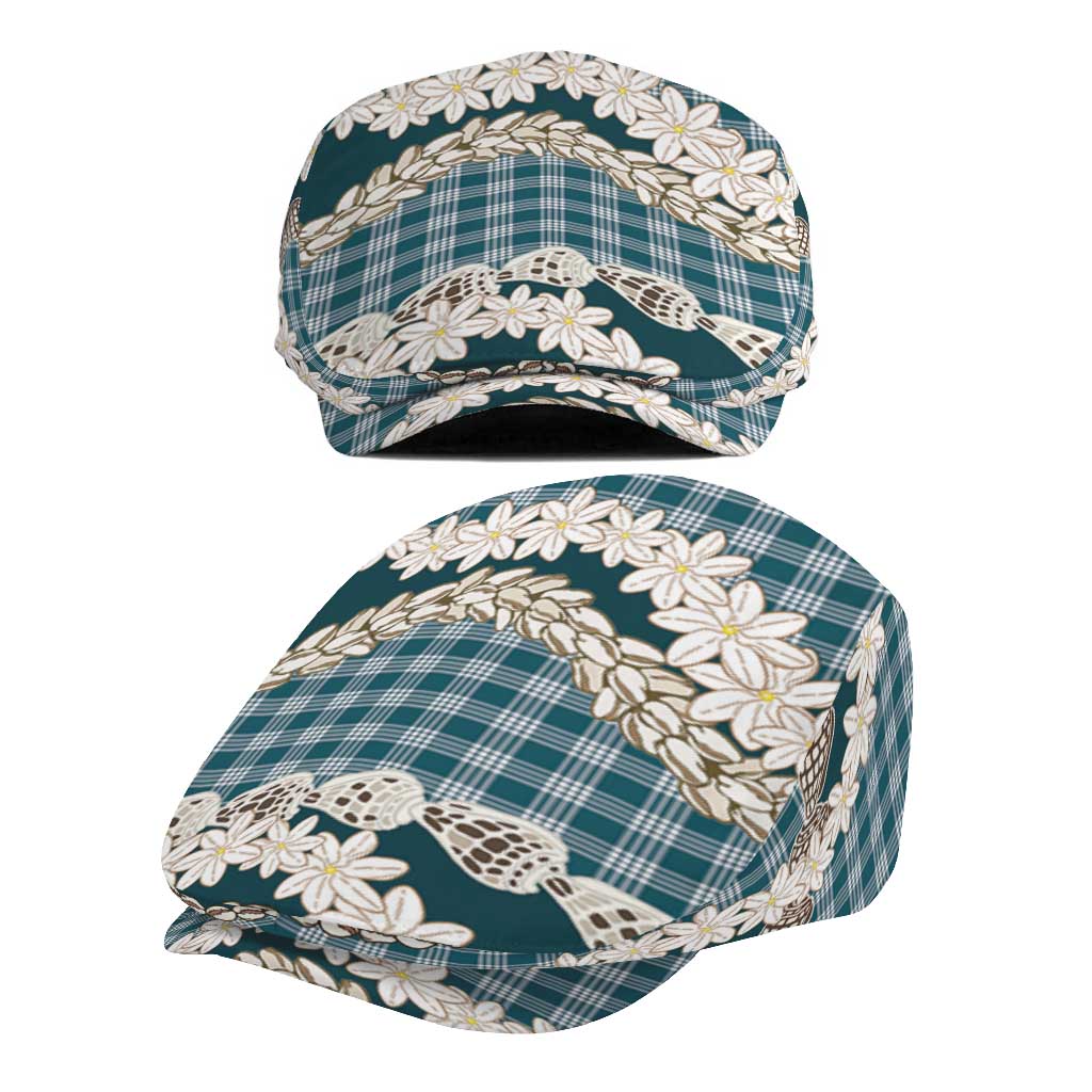 Dark Cyan Hawaii Tiare and Shell Lei Jeff Hat Hawaiian Palaka Luxury Vibes - Polynesian Pride