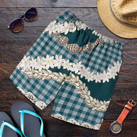 Dark Cyan Hawaii Tiare and Shell Lei Shorts for Men Hawaiian Palaka Luxury Vibes LT14 Dark Cyan - Polynesian Pride