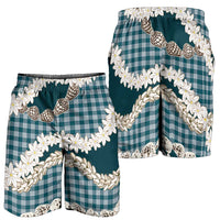 Dark Cyan Hawaii Tiare and Shell Lei Shorts for Men Hawaiian Palaka Luxury Vibes LT14 - Polynesian Pride