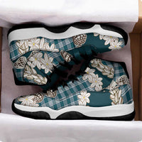 Dark Cyan Hawaii Tiare and Shell Lei Sneakers J11 Hawaiian Palaka Luxury Vibes - Polynesian Pride