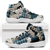 Dark Cyan Hawaii Tiare and Shell Lei Sneakers J11 Hawaiian Palaka Luxury Vibes - Polynesian Pride