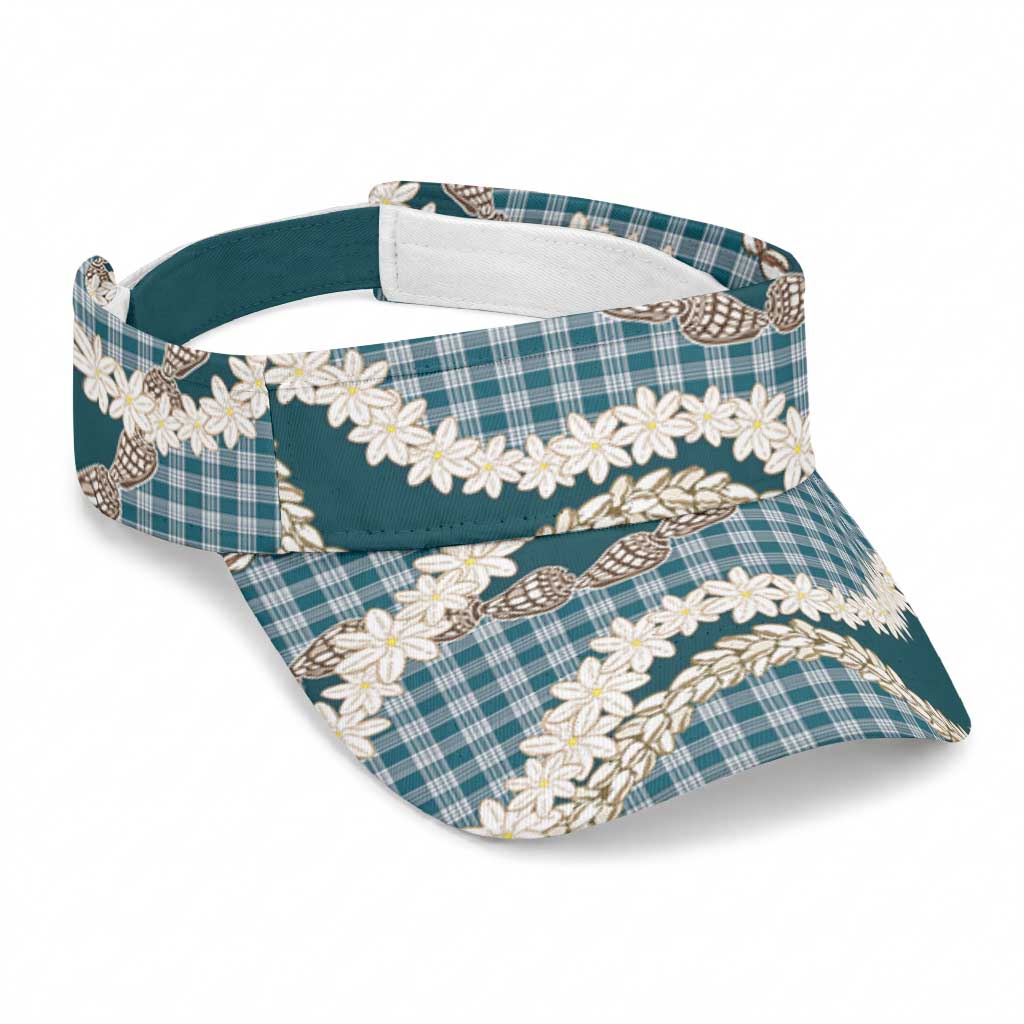 Dark Cyan Hawaii Tiare and Shell Lei Sun Visor Cap Hawaiian Palaka Luxury Vibes LT14 Universal Fit Dark Cyan - Polynesian Pride