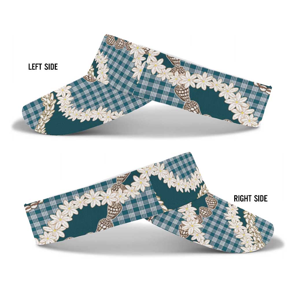 Dark Cyan Hawaii Tiare and Shell Lei Sun Visor Cap Hawaiian Palaka Luxury Vibes LT14 - Polynesian Pride